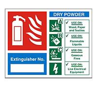 Fire Extinguisher Sign Dry Powder Extinguisher No. Adhesive Plastic 12 x 15 cm