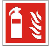 Fire Extinguisher Sign Extinguisher & Flames Adhesive Plastic 10 x 10 cm