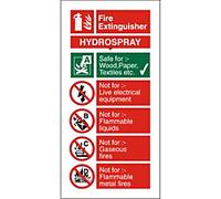 Fire Extinguisher Sign Hydrospray Adhesive Aluminium 20 x 10 cm