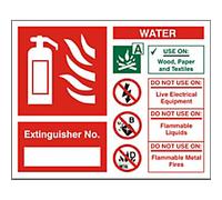 Fire Extinguisher Sign Water Extinguisher No. Adhesive Plastic 12 x 15 cm