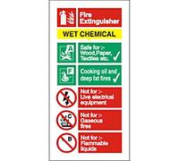 Fire Extinguisher Sign Wet Chemical Adhesive Aluminium 20 x 10 cm