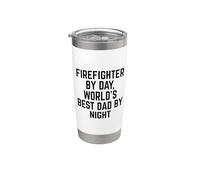 Fire Fighter By Day World’s Best Dad By Night Funny Dad Stainless Steel Insulated Tumbler