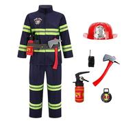 Fire Fighter Costume For Kids, Pretend Fireman Costumes Dress Up Play Firefighter Costume, Role Play Set With Fire Extinguisher Clothes For Birthday, Fire Drill Education Toy