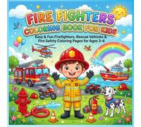 Fire Fighters Coloring Book for Kids: Easy & Fun Firefighters, Rescue Vehicles, Rescue Dogs, Fire Safety Tools & Community Helper Coloring Pages for Boys and Girls Ages 3-6