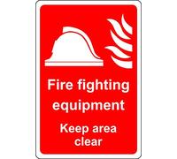 Fire fighting equipment keep area clear Safety sign - 1.2mm Rigid plastic 400mm x 300mm