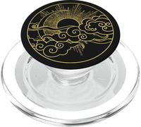 Fire Fit Designs Sun & Moon PopSocket for Women & Men, Black & Yellow, Phone Grip, Compatible with Mobile Phones
