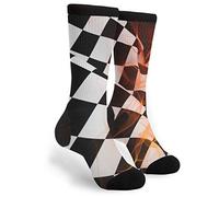 Fire Flame Burning Checkered Flag Unisex Walking Socks Thick Hiking Socks Casual Warmer Sock For Climbing Trekking Sports