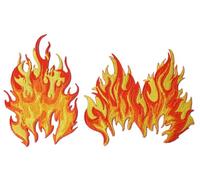 Fire Flame Embroidered Iron-on Patches, Red and Yellow, Biker Jackets, Punk Clothing, and Custom Streetwear DIY Set of 2