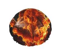 Fire Flame Hand Shower Cap for Women Double Layer Waterproof Bath Cap Elastic Reusable Shower Hat Bath Hair Wrap Hat Washable Shower Bonnet for Long Hair, Braids Color514