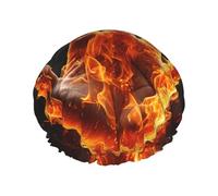 Fire Flame Hand Shower Cap For Women Reusable Double Layers Bathing Bath Cap Hair Caps Waterproof Elastic Band Ladies Spa Salon Shower Hat Hair Caps