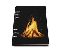 Fire Flame Printed Notebook Binder A5 6 Metal Ring Slim Foldable Reusable Notepad Daily Work