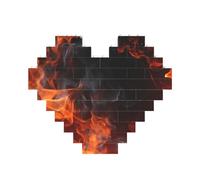 Fire Flame Smoke Building Brick Block Puzzle Heart Shaped, Personalized Picture Puzzles Photo Jigsaw Puzzles for Adults 3D Micro Building Blocks for Home Decor Bricks Set