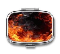 Fire Flame Smoke Pill Box Medicine Pill Organizer Small Pill Case Travel Pill Container Portable Pill Case for Pocket 2 Compartment Pill Holder Pill Boxes for Travel