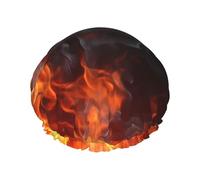 Fire Flame Smoke Shower Cap For Women Reusable Double Layers Bathing Bath Cap Hair Caps Waterproof Elastic Band Ladies Spa Salon Shower Hat Hair Caps