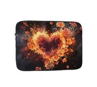 Fire Flowers and Heart Laptop Sleeve for Women Men, 13 Inch Waterproof Laptop Bag Lightweight Notebook Computer Cover Bag