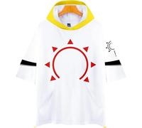 Fire Force Anime Characters 3D Printed Hooded T-Shirt Loose Polyester Hooded Half Sleeves Casual Thin Full Color Short Sleeves Variety of Patterns Available (X-Large)