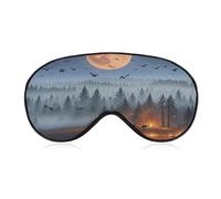 Fire Forest Sleep Mask Light Block-Out Eye Mask for Side Sleeper Pressure-Free Soft Night Blindfold with Adjustable Strap Breathable Sleep Eye Cover for Travel