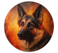Fire German Shepherd Puzzles for 1000 Piece 1000-Piece Round Jigsaw Puzzle Ideal for Lover, Perfect Christmas, New Year, Valentine's Gift 67.5x67.5cm