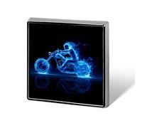 Fire Ghost Motorbike Flames Motorcycle Funny Lapel Pins Square Brooch Tie Suit Dress Accessories for Men Women Wedding Birthday