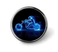 Fire Ghost Motorbike Flames Motorcycle Funny Round Brooch Pin Lapel Pins Hat Suit Dress Accessories for Men Women Wedding Party