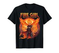 Fire Girl The Flame Protector Anime Fantasy Art T-Shirt
