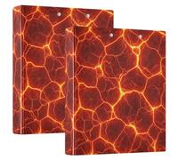 Fire Glowing Three Ring Binder, D Ring Binders with Pockets Decorative Binders for School College or Office (2 Pack)