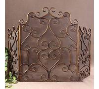 Fire Guard Brass Antique Fire Guard Screen Cover, Foldable Flame Barrier for Open Fire Safety, 3 Panel Handcrafted Wrought Fire Spark Protector Grate
