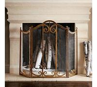 Fire Guard Distressed Antique Finish Brass Fire Guard Fireplace Screen, Foldable Open Fire Spark Flame Barrier Free Standing, 70cm - 90cm Height Optional (Size : 70cm(27 9/16")) (70cm(27 9/16")