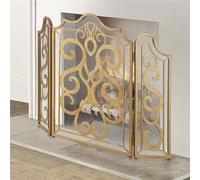 fire guard, Folding Fire Place Screens/Spark Proof Fence for Home Furnace Decoration & Protection(Gold)