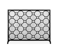 Fire Guard Heavy Duty Wrought Iron Fire Guard Gate, 31.4inch Metal Fireplace Screen Mesh Cover, Indoor Outdoor Safety Fire Place Fence Spark Guard Cover (Color : Gold, Size : 100 x 22 x 80cm)