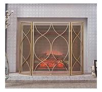 Fire Guard Indoor Fireplace Screen 3 Panel Wrought Iron Large Screen Outdoor Metal Decorative Mesh Cover, Solid Fire Place Fence, Spark Guard Fireplace Panels (Color : Black, Size : 65x30x84cm)