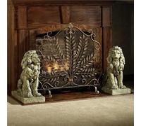 fire guard, Small Fire Spark Guards Stand Alone with Leaf Pattern Single Panel Fireguards Protector