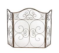 Fire Guard Three Fold Spark Protection Mesh Gauze Firescreen | Brushed Gold Finish, Recycled Iron, Vintage Style, Folding Design, Free Standing