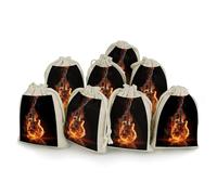 Fire Guitar Bunches Pocket Cotton And Hemp with Drawstring 8 Pieces Reusable Gift Bags Jewelry Pouch for Wedding DIY Craft Party (4.9 X 6.7 Inch)