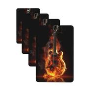 Fire Guitar Car Air Fresheners Cards Set of 4 Pieces Personalized Car Fresheners Gifts for Men Women Auto Aromatherapy Tablets Hanging Scented Cards for Wardrobe Bathroom