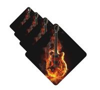 Fire Guitar Car Air Fresheners Cards Set of 4 Pieces Personalized Car Fresheners Gifts for Men Women Auto Aromatherapy Tablets Hanging Scented Cards for Wardrobe Bathroom