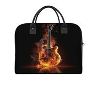 Fire Guitar Laptop Tote Bag Casual Travel Handbag Multi Pocket Shoulder Bags for Work Travel