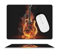 Fire Guitar Mouse Pad Ultra Thin, Leather Mousepad with Waterproof Smooth Surface, Anti Slip Mouse Pad for Gaming, Office & Home, 10 X 8 Inch