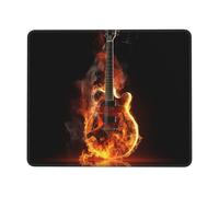 Fire Guitar Mouse Pad with Stitched Edge, Personalized Premium-Textured Computer Mouse Mat with Non-Slip Rubber Base, Waterproof Gaming Mousepad for Laptop, Office Home 7.9 x 9.5 in