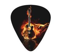 Fire Guitar Print Guitar Picks, 12 Pcs Guitar Plectrums Celluloid Pick Classical Triangle Picks for Acoustic, Electric, Bass Guitar including 0.46mm 0.71mm 0.96mm
