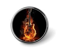 Fire Guitar Round Badge Cute Brooch Hats Jackets Decor Personalized Lapel Pin Clothing Jewelry Accessories for Wedding Party Gift