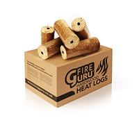 Fire Guru Premium Eco Round Heat Logs - Hardwood Briquettes Perfect for Burning on Open Fires, Pizza Oven, Fire Pit & Wood Burners - Greener Way To Heat Your Home (30kg)