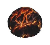 Fire Horse Shower Caps for Women Reusable Waterproof Soft Shower Hat Double Protection Layers