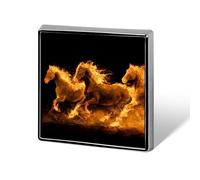 Fire Horse Square Badge Metal Lapel Pins Custom Brooches for Clothing Decoration