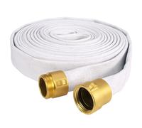 Fire Hose, 1-1/2 inches ID X 25 FT, Lay Flat Water Hose+Brass Coupling, Outer White Staple Fiber, Lined with EPDM,for Using in Firefighting