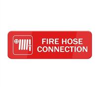 Fire Hose Connection Sign Stickers 8X3 Inch Acrylic Plaque With Strong Adhesives For Door Office Business Outdoor White Letters On Red Background