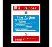 Fire Hose Fire Action Sticker/Self Adhesive Sign - Fire Exit/Warning/Fire Plan (FA5)