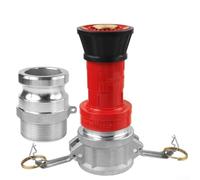 Fire Hose Nozzle, .5 Inch NPSH with 2 Camlock Fittings, Adjustable Fog Straight Stream, Brass Stem Thermoplastic Build, for Firefighting Greenhouse Cooling