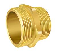 Fire Hydrant Hose Adapter, 1-1/2" NPT x 1-1/2" NST (NH) Male Hex Nipple Fire Hose Fitting Double Male Brass Fire Hydrant Adapter
