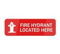 Fire Hydrant Located Here Sign Stickers, Metal Tin Plaque With Strong Adhesives For Door Office Business Outdoor, White Letters On Red Background 4×16 Inch